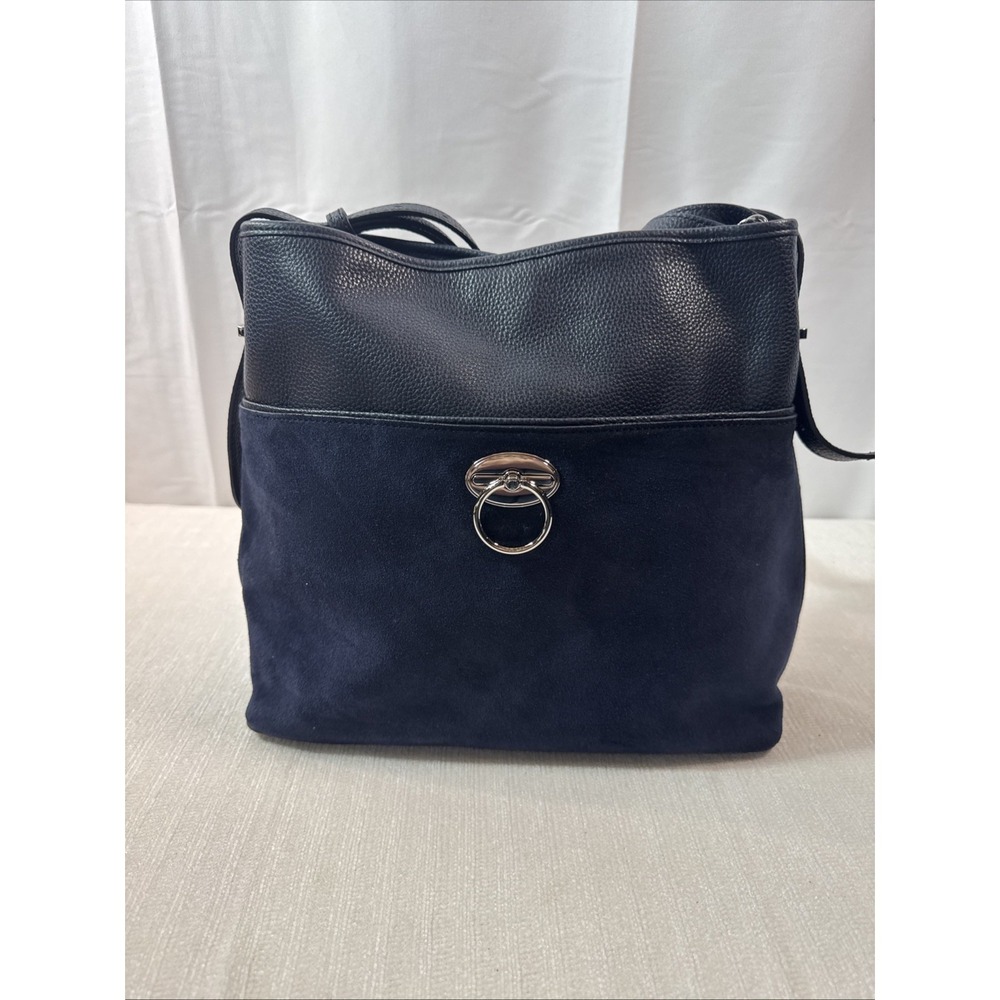 Talbots Hobo Crossbody Navy Blue Suede/leather Purse Bag